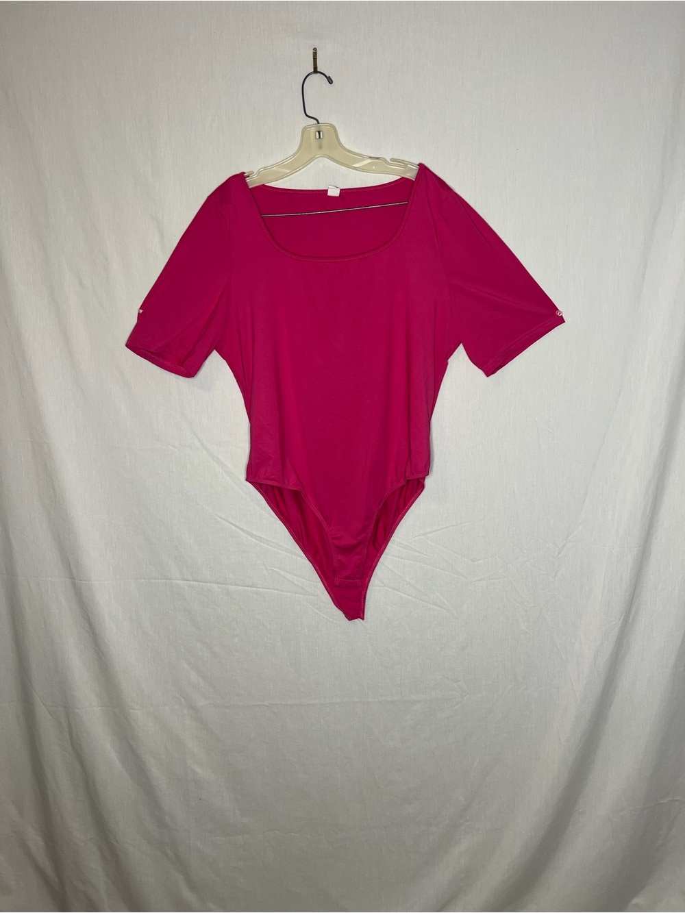 Hot Pink Plus Size Bodysuit 3x scoop neck short sleeve